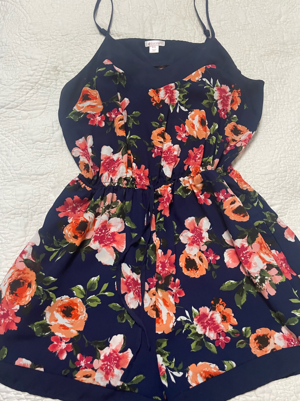 Navy Floral Ruffled Romper - Sweet Bloom